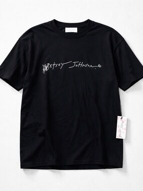 Betsey Johnson Black Tee with Signature White Script